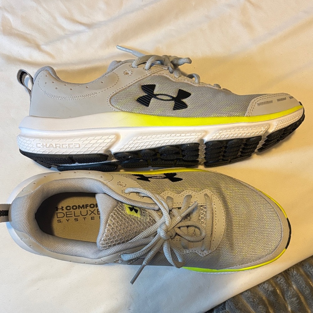 Under Armour Gray and Neon Yellow Running Shoes